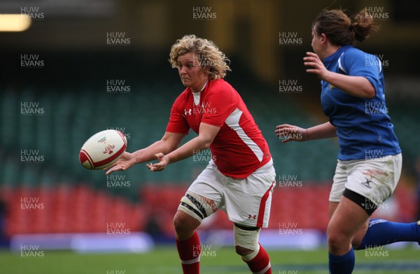 100312 -  Wales Women v Italy Women  - Wales' Lisa newton releases the ball