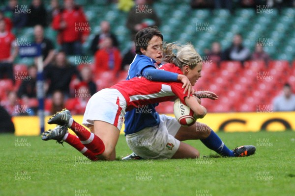 100312 -  Wales Women v Italy Women  - Wales' Caryl James is tackled