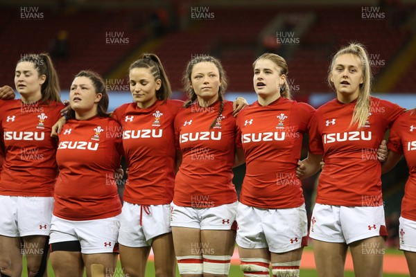 110318 - Wales Women v Italy Women - Natwest 6 Nations Championship - Wales anthem