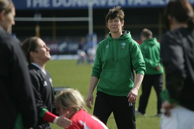 21.03.10 Wales v Italy - Womens' 6 Nations Championship - Wales' forwards coach Lisa Burgees oversees the warm-up as Wales prepare to take on Italy.  