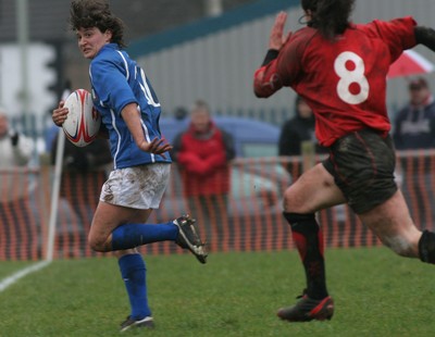 24.02.08 The Women's 6 Nations. Wales vs. Italy...  Valentina Schiavon is chased down by Wales captain Mellissa Berry.  