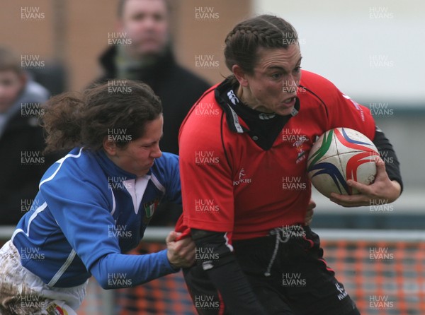 24.02.08 The Women's 6 Nations. Wales vs. Italy...  Louise Rickard powers through Anna Mariani to score for Wales.  