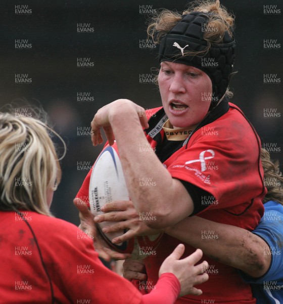 24.02.08 The Women's 6 Nations. Wales vs. Italy...  Clare Donovan wrestles Elisa Cucchiela for the ball.  