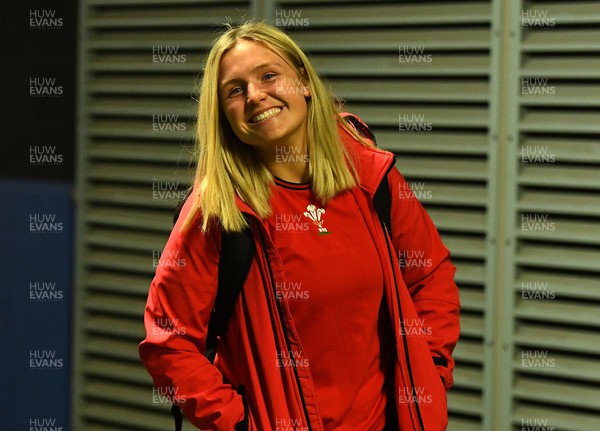 300422 - Wales Women v Italy Women - TikTok Women's Six Nations - Alex Callender of Wales arrive