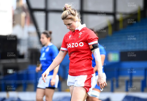 300422 - Wales Women v Italy Women - TikTok Women's Six Nations - Keira Bevan of Wales at the end of the game