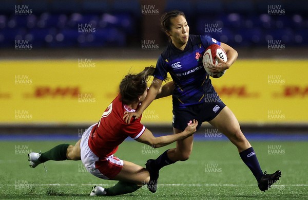071121 - Wales Women v Japan Women - Autumn international - Ria Anoku of Japan is tackled by Kat Evans of Wales