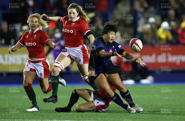 071121 - Wales Women v Japan Women - Autumn international - Nijiho Nagata of Japan is tackled by Jasmine Joyce of Wales