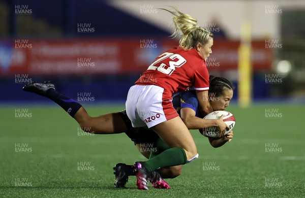 071121 - Wales Women v Japan Women - Autumn international - Ria Anoku of Japan is tackled by Megan Webb of Wales