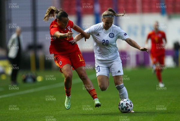 170921 - Wales Women v Kazakhstan Women, FIFA Women’s World Cup 2023 Qualifying Round - Natasha Harding of Wales holds off Alexandra Burova of Kazakhstan