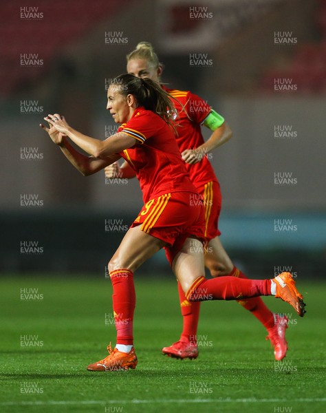 170921 - Wales Women v Kazakhstan Women, FIFA Women’s World Cup 2023 Qualifying Round - Kayleigh Green of Wales celebrates after scoring goal