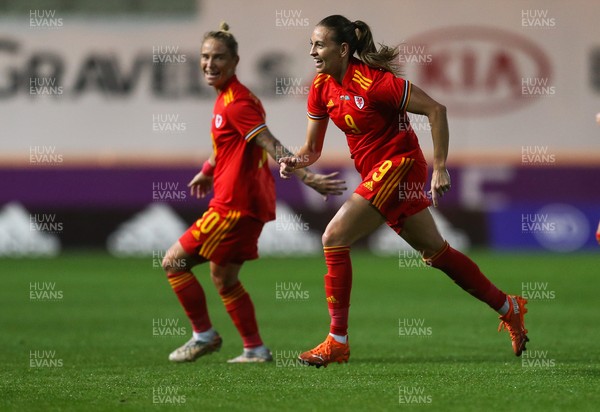 170921 - Wales Women v Kazakhstan Women, FIFA Women’s World Cup 2023 Qualifying Round - Kayleigh Green of Wales celebrates after scoring goal