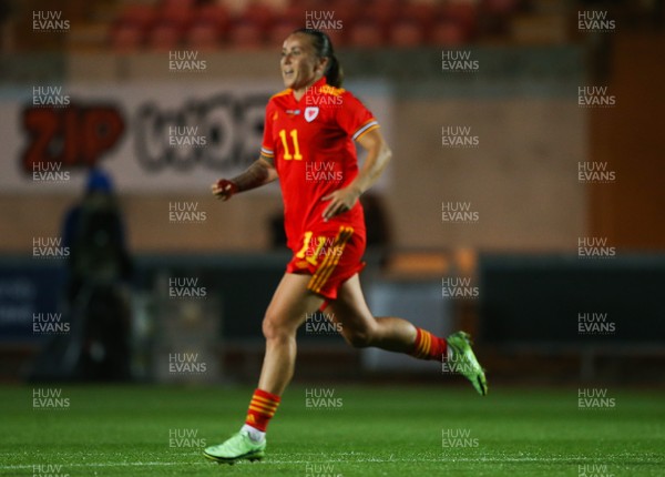 170921 - Wales Women v Kazakhstan Women, FIFA Women’s World Cup 2023 Qualifying Round - Natasha Harding of Wales celebrates after scoring the second goal