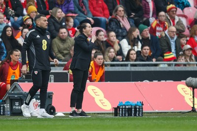 070326 - Wales v Montenegro - 2027 FIFA Women's World Cup Qualifying - Wales manager Rhian Wilkinson