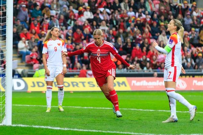 070326 - Wales v Montenegro - 2027 FIFA Women's World Cup Qualifying - Sophie Ingle of Wales celebrates after scoring a goal