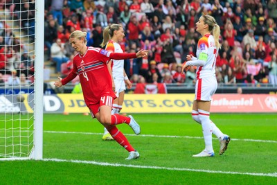 070326 - Wales v Montenegro - 2027 FIFA Women's World Cup Qualifying - Sophie Ingle of Wales celebrates after scoring a goal