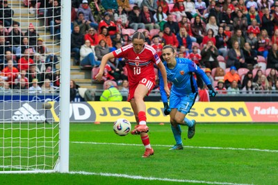 070326 - Wales v Montenegro - 2027 FIFA Women's World Cup Qualifying - Mared Griffiths of Wales scores a goal