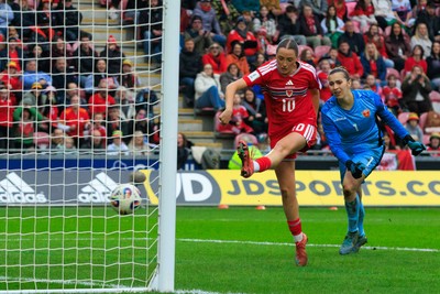 070326 - Wales v Montenegro - 2027 FIFA Women's World Cup Qualifying - Mared Griffiths of Wales scores a goal