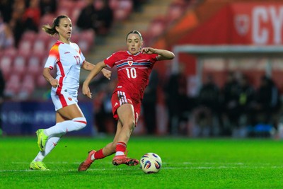 070326 - Wales v Montenegro - 2027 FIFA Women's World Cup Qualifying - Mared Griffiths of Wales on the attack