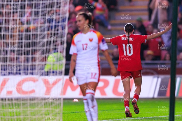 070326 - Wales v Montenegro - 2027 FIFA Women's World Cup Qualifying - Mared Griffiths of Wales celebrates after scoring a goal