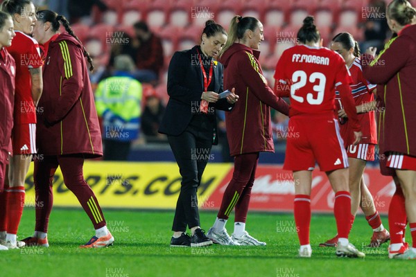 070326 - Wales v Montenegro - 2027 FIFA Women's World Cup Qualifying - Wales manager Rhian Wilkinson at full time