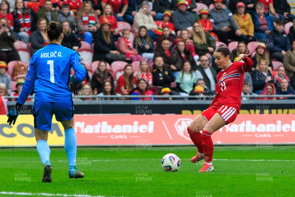 070326 - Wales v Montenegro - 2027 FIFA Women's World Cup Qualifying - Hannah Cain of Wales scores a goal