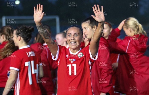 040619 - Wales v New Zealand, Women's International Challenge Match - Natasha Harding of Wales is all smiles at the end of the match as Wales win 1-0