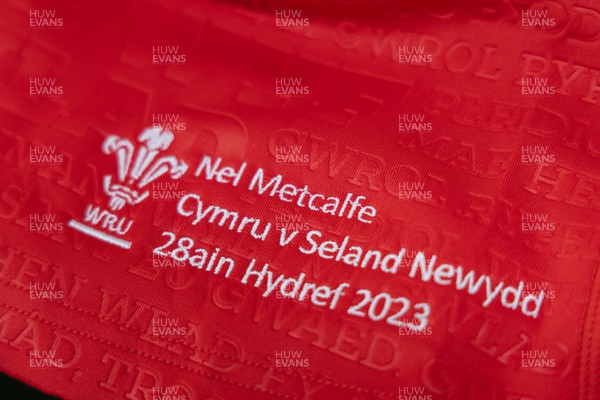 281023 - Wales Women v New Zealand Women, WXV1 - Nel Metcalfe’s match shirt ahead of Wales v New Zealand in Dunedin