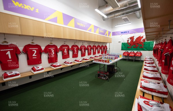 281023 - Wales Women v New Zealand Women, WXV1 - A general view of the Wales changing room ahead of Wales v New Zealand in Dunedin