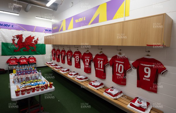 281023 - Wales Women v New Zealand Women, WXV1 - A general view of the Wales changing room ahead of Wales v New Zealand in Dunedin
