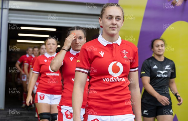 281023 - Wales Women v New Zealand Women, WXV1 - Hannah Jones of Wales prepares to lead the team out