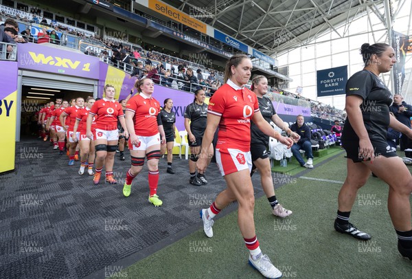 281023 - Wales Women v New Zealand Women, WXV1 - Kat Evans of Wales walks out at the start of the match
