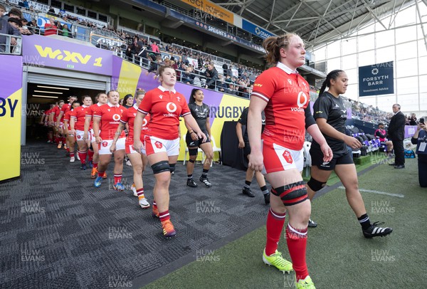 281023 - Wales Women v New Zealand Women, WXV1 - Abbie Fleming of Waless walks out at the start of the match