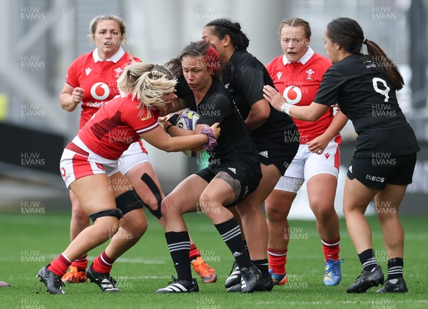 281023 - Wales Women v New Zealand Women, WXV1 - Ruby Tui of New Zealand is held by Alex Callender of Wales