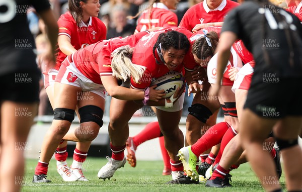 281023 - Wales Women v New Zealand Women, WXV1 - Sisilia Tuipulotu of Wales looks to charge towards the New Zealand line