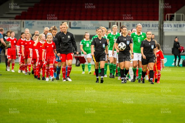 030919 - Wales v Northern Ireland - UEFA Women's Euro Qualifier - Players ahead of kick off