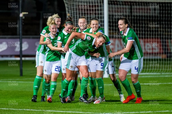 030919 - Wales v Northern Ireland - UEFA Women's Euro Qualifier - Ashley Hutton of Northern Ireland celebrates her last minute goal 