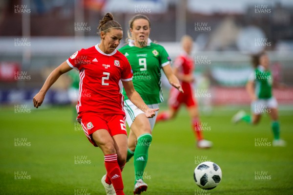 030919 - Wales v Northern Ireland - UEFA Women's Euro Qualifier - Loren Dykes of Wales and Simone Magill of  Northern Ireland in action 