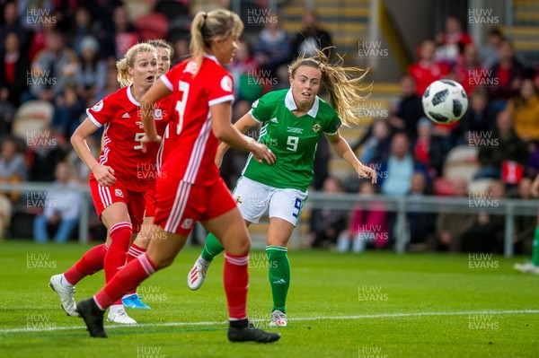 030919 - Wales v Northern Ireland - UEFA Women's Euro Qualifier - Simone Magill scores the opening goal