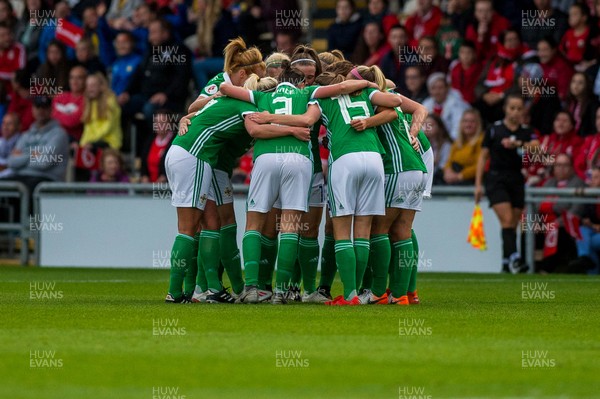 030919 - Wales v Northern Ireland - UEFA Women's Euro Qualifier - Northern Ireland celebrate their goal 