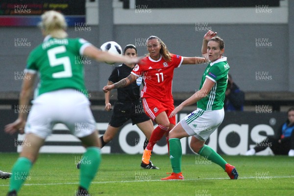 030919 - Wales v Northern Ireland - European Women's Championship - Group Stage -  Natasha Harding of Wales whips in a cross 