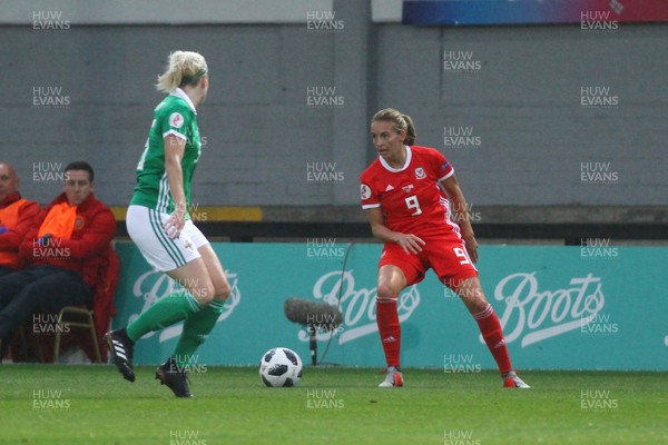 030919 - Wales v Northern Ireland - European Women's Championship - Group Stage -  Kayleigh Green of Wales takes on Ashley Hutton of Northern Ireland 