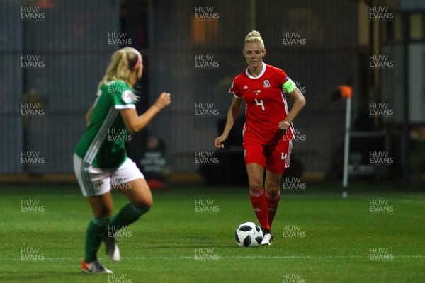 030919 - Wales v Northern Ireland - European Women's Championship - Group Stage -  Sophie Ingle of Wales looks to bring the ball out of defence