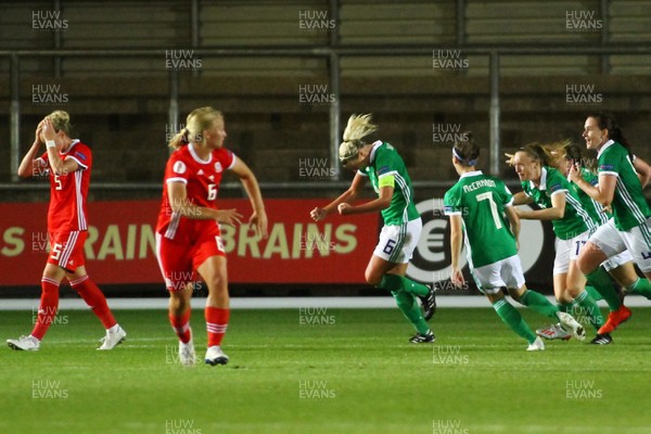 030919 - Wales v Northern Ireland - European Women's Championship - Group Stage -  Ashley Hutton of Northern Ireland scores to earn a draw