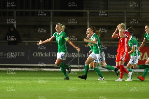 030919 - Wales v Northern Ireland - European Women's Championship - Group Stage -  Ashley Hutton of Northern Ireland scores to earn a draw
