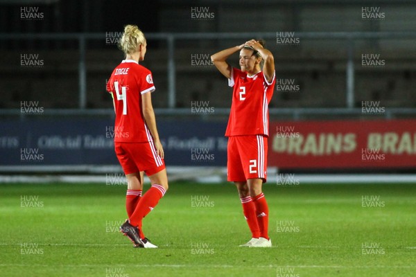 030919 - Wales v Northern Ireland - European Women's Championship - Group Stage -  Loren Dykes and Sophie Ingle of Wales are dejected at the final whistle