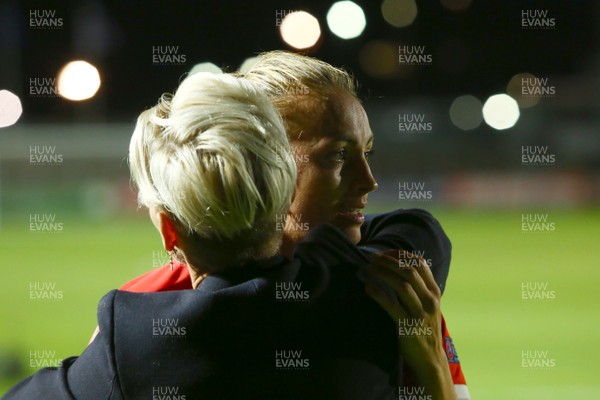030919 - Wales v Northern Ireland - European Women's Championship - Group Stage -  A dejected Kayleigh Green of Wales is consoled by Jess Fishlock after the game
