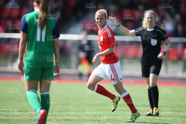 070417 - Wales Women v Northern Ireland Women, International Friendly  -Nadia Lawrence of Wales celebrates after scoring goal