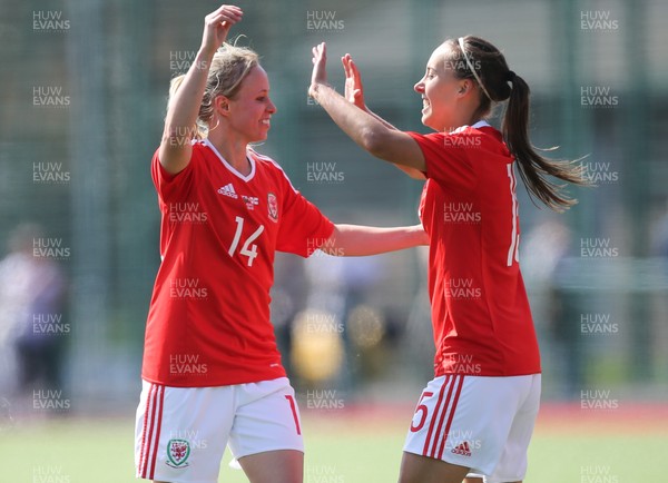 070417 - Wales Women v Northern Ireland Women, International Friendly  -Nadia Lawrence of Wales celebrates after scoring goal