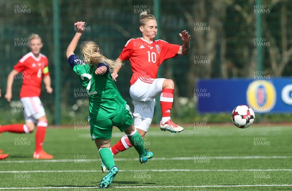 070417 - Wales Women v Northern Ireland Women, International Friendly  - Jessica Fishlock of Wales gets past Rachel Newborough of Northern Ireland