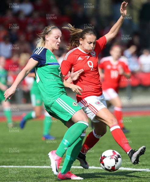 070417 - Wales Women v Northern Ireland Women, International Friendly  - Kayleigh Green of Wales and Jade Lindsay of Northern Ireland compete for the ball